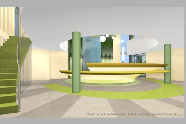 Entwurf Gestaltung für Lounge und Foyer im Studentenwohnheim